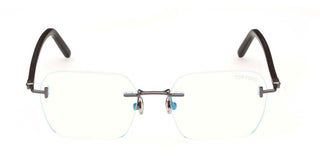 Tom Ford FT 5934-B BLUE BLOCK men Ruthenium Geometric Eyeglasses
