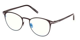Tom Ford FT 5936-B BLUE BLOCK men Ruthenium Round Eyeglasses
