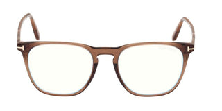 Tom Ford FT 5937-B BLUE BLOCK men Brown Geometric Eyeglasses