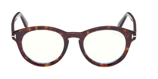 Tom Ford FT 5940-B BLUE BLOCK unisex Havana Round Eyeglasses