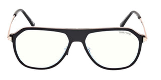 Tom Ford FT 5943-B BLUE BLOCK men Black Pilot Eyeglasses