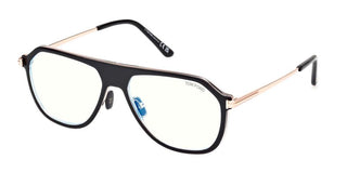 Tom Ford FT 5943-B BLUE BLOCK men Black Pilot Eyeglasses