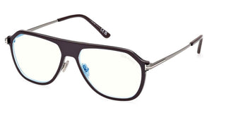Tom Ford FT 5943-B BLUE BLOCK men Brown Pilot Eyeglasses
