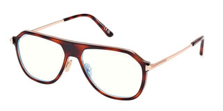 Tom Ford FT 5943-B BLUE BLOCK men Havana Pilot Eyeglasses