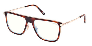 Tom Ford FT 5944-B BLUE BLOCK men Havana Geometric Eyeglasses