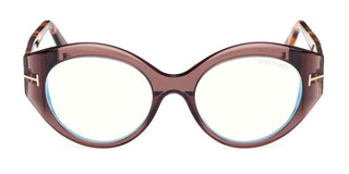 Tom Ford FT 5950-B BLUE BLOCK women Brown Round Eyeglasses