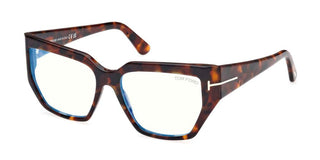 Tom Ford FT 5951-B BLUE BLOCK women Havana Geometric Eyeglasses