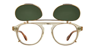 GARRETT LEIGHT HARDING II CLIP unisex Gold Round Eyeglasses