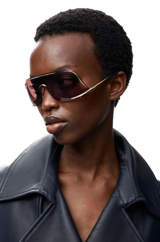 Loewe Signature Lw40193u Unisex Gold Shield Sunglasses