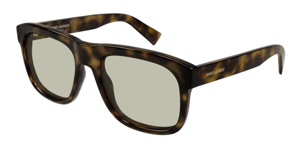 【送料関税込】SaintLaurent SL 558 ミディアムハバナ&グリーン Saint Laurent SL 558 men Havana Geometric Sunglasses