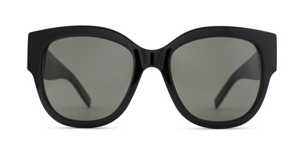 Óculos de sol Saint Laurent SL M95/F, formato quadrado, armação em acetato preto, lente cinza