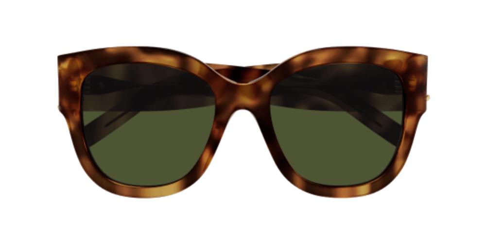 Óculos de sol Saint Laurent SL M95/F, formato quadrado, armação em acetato tartaruga, lente verde