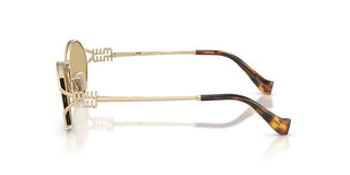 Miu Miu Smu 52ys Women Gold Round Sunglasses