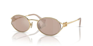 Miu Miu Smu 52ys Women Gold Round Sunglasses