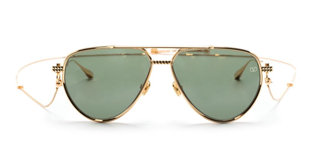 Valentino V - STUD - II unisex Gold Pilot Sunglasses  display picture 1
